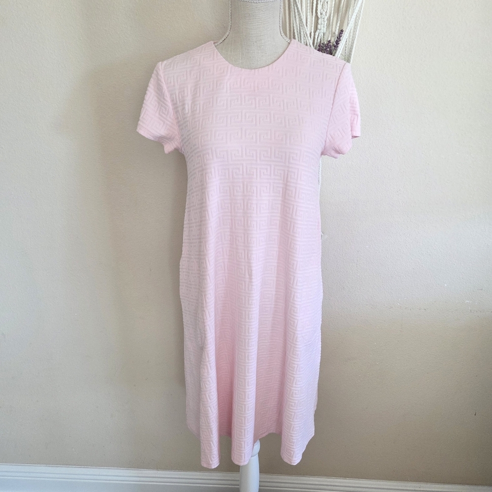 J. Mclaughlin Womens Pink Short Sleeve Textured Dress Size Small Pockets
